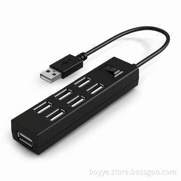 7-port USB 2.0 Hub with Individual Power Light Indicator, Measures 103 x 25 x 19mm